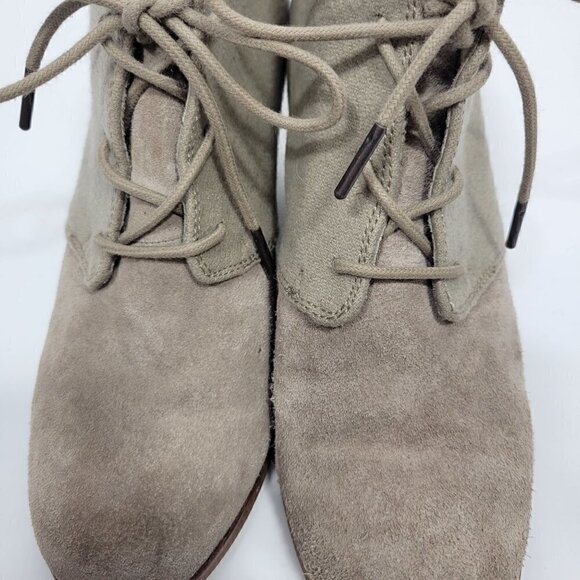 Toms Women's Lunata Taupe Lace Up Suede and Material Booties in a Size 9 - Picture 8 of 16